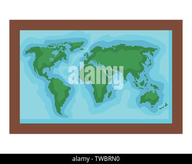 Square pendaison avec carte du monde, l'icône de l'éducation Illustration de Vecteur