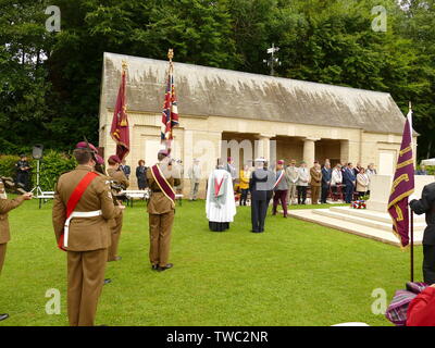 Commémoration au cimetière militaire britannique de Banneville la Campagne (Calvados) du vendredi 07 juin 2019 Banque D'Images