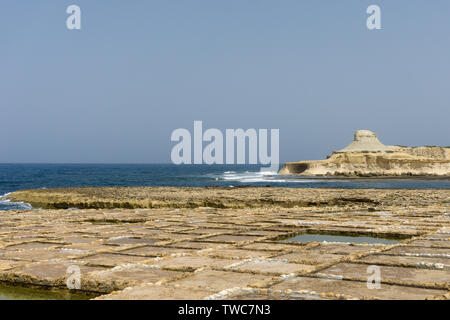 Les marais salants de l'île de Gozo, Malte Banque D'Images
