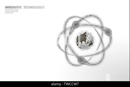 Soupir particules Atom sur carte du monde. Armes militaires nucléaires danger mondial. La défense de la sécurité d'alimentation atonique pays. Traité de la violence internationale bras nuke Illustration de Vecteur