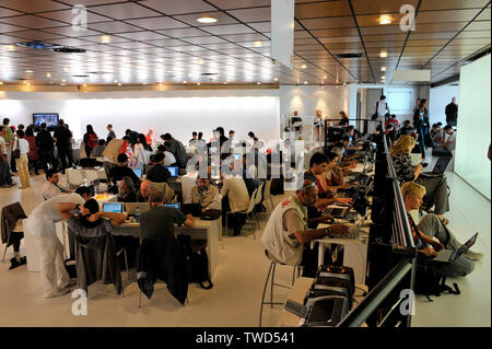 CANNES, FRANCE. 20 mai 2008 : Atmosphère centre de presse au Palais des Festivals à la 61e International Film Festival de Cannes. 20 mai 2008 Cannes, France. Photo : Paul Smith / Featureflash Banque D'Images