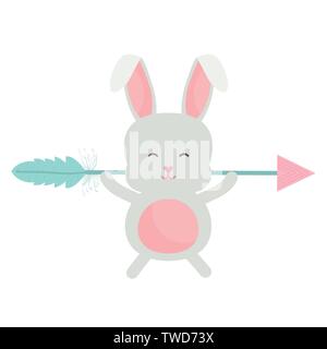 Mignon petit lapin avec des flèches et plumes vector illustration design Illustration de Vecteur