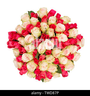Gros bouquet de roses rouges et roses, vue du dessus Banque D'Images