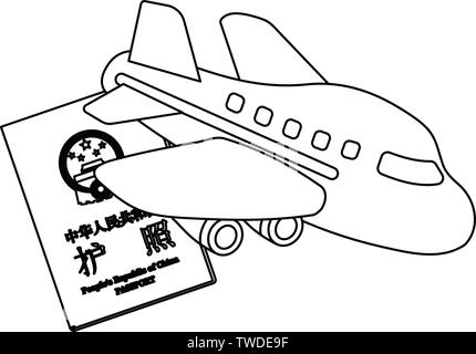 C'est l'illustration d'un passeport chinois, qui est écrit en chinois comme un passeport. Illustration de Vecteur