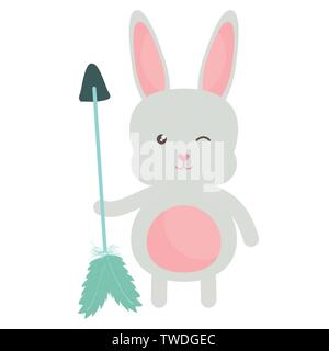 Mignon petit lapin avec des flèches et plumes vector illustration design Illustration de Vecteur