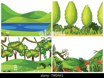 Ensemble d'illustration paysage nature Illustration de Vecteur