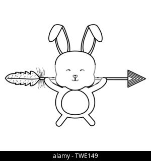 Mignon petit lapin avec des flèches et plumes vector illustration design Illustration de Vecteur