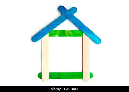 Illustrations de l'enfant, fait main maison sur fond uni. Banque D'Images