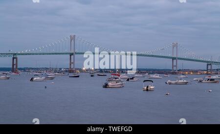 Suspension Bridge Pont de Newport, Newport, Rhode Island, USA Banque D'Images