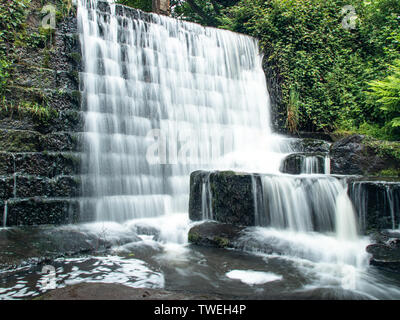 Lumsdale Falls sont fixés le long de la vallée de l'Lumsdale, une courte marche de Matlock dans Derbeyshire,sur le bord du parc national de Peak District. Banque D'Images