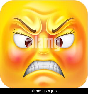 Femme en colère Émoticone Personnage Emoji Illustration de Vecteur