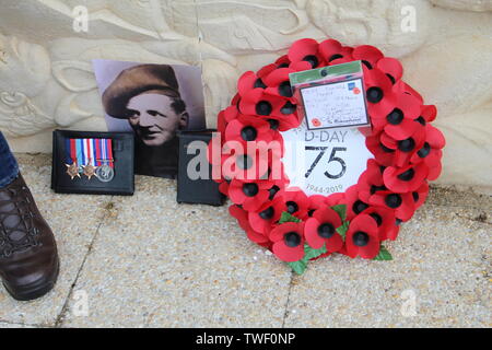 Une promenade de Colleville Montgomery rendant hommage aux commandos Kieffer Banque D'Images