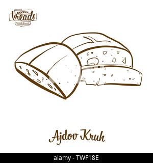 Ajdov Kruh pain dessin vectoriel. Croquis de la nourriture du pain de sarrasin, habituellement connue en Slovénie. Série d'illustration de boulangerie. Illustration de Vecteur