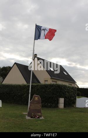 Une promenade de Colleville Montgomery rendant hommage aux commandos Kieffer Banque D'Images