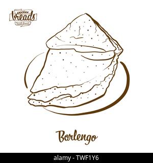 Pain Borlengo dessin vectoriel. L'esquisse de Pancake, généralement connu en Italie. Série d'illustration de boulangerie. Illustration de Vecteur