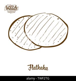 Le Flatkaka pain dessin vectoriel. L'esquisse de pain plat, habituellement connu en Islande. Série d'illustration de boulangerie. Illustration de Vecteur