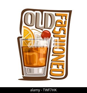 Logo Vector pour cocktail Old Fashioned Illustration de Vecteur