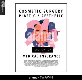 -L'assurance médicale, cosmétique, chirurgie esthétique plastique -télévision moderne concept vector illustration numérique -procédure cosmétique de chirurgie -metahor femme Illustration de Vecteur