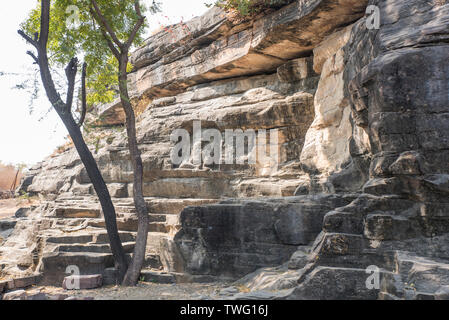 Rochers sculptés dans le site archéologique d'Udaygiri Banque D'Images