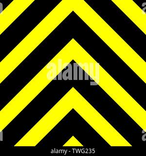 Graphique vectoriel continu de chevrons dirigée vers le noir sur un fond jaune. Cela indique un danger ou un risque Illustration de Vecteur