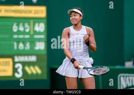 BIRMINGHAM, ANGLETERRE 17 juin Naomi de Osaka Japon en action contre Maria Sakkari de Grèce pendant la série de 32 à la Nature Valley Classic à Edgbaston, Birmingham Club Prieuré le mardi 18 juin 2019. (Crédit : Andy Whitehead | MI News) Banque D'Images