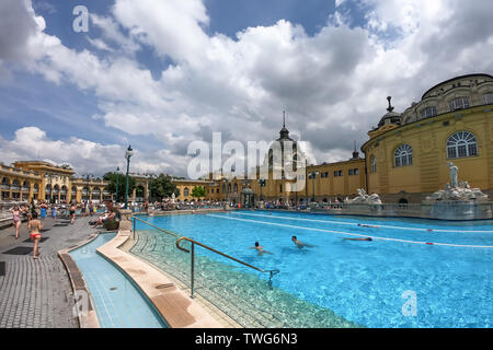 Les Bains Széchenyi à Budapest, station thermale - bain thermal en plein air complexe dans Budapest. Hongrie Banque D'Images