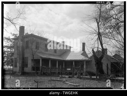 Les bâtiments historiques de l'enquête américaine O. N. Manning, photographe, le 23 mars 1934. Vue arrière. - Moore House, plaqueminier, Rue Summerfield, comté de Dallas, AL Banque D'Images