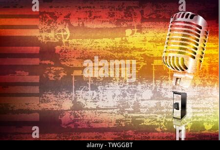 Abstract grunge music background brown avec microphone retro Illustration de Vecteur