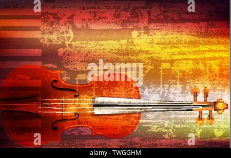 Abstract grunge music background brown avec violon Illustration de Vecteur