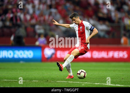 Varsovie, Pologne, 10 juin 2019 : EURO 2020 qualifing ronde, phase de groupes, la Pologne gagne 4:0 avec Izarel sur Narodowy PGE. Robert Lewandowski (Pologne) Banque D'Images