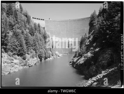 Barrage Ross, 1987. - Le développement de l'énergie de la Skagit, barrage Ross, 11,0 milles en amont de la rivière Skagit, à Newhalem Newhalem, comté de Whatcom, WA Banque D'Images