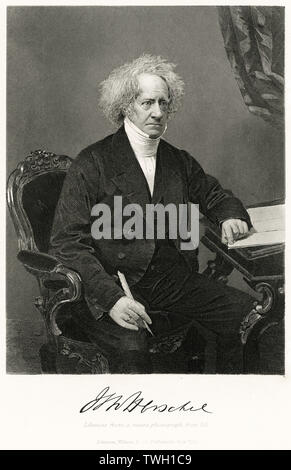 Sir John Frederick William Herschel, 1 baronnet (1792-1871), mathématicien anglais qui a inventé le Blue Print, Three-Quarter Length Portrait assis, gravure sur acier, Musée du Portrait d'éminents hommes et femmes de l'Europe et l'Amérique par Evert A. Duyckinck, publié par Henry J. Johnson, Johnson, Wilson & Company, New York, 1873 Banque D'Images