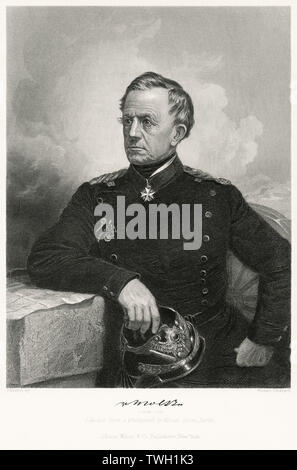 Helmuth von Moltke (1800-91), l'Aîné, le feld-maréchal prussien et chef de l'état-major allemand, Assis Portrait, gravure sur acier, Musée du Portrait d'éminents hommes et femmes de l'Europe et l'Amérique par Evert A. Duyckinck, publié par Henry J. Johnson, Johnson, Wilson & Company, New York, 1873 Banque D'Images