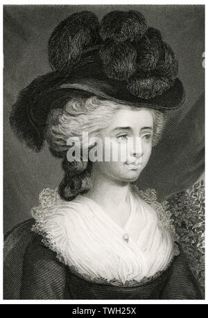 Frances Burney (1752-1840), également connu sous le nom de Madame d'Arblay, romancière et dramaturge satirique anglais, tête et épaules Portrait, gravure sur acier, Musée du Portrait d'éminents hommes et femmes de l'Europe et l'Amérique par Evert A. Duyckinck, publié par Henry J. Johnson, Johnson, Wilson & Company, New York, 1873 Banque D'Images