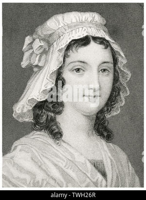 Charlotte Corday (1768-93), exécuté par la guillotine pour l'assassinat du leader Jacobin Jean-Paul Marat pendant la Révolution française, la tête et épaules Portrait, gravure sur acier, Musée du Portrait d'éminents hommes et femmes de l'Europe et l'Amérique par Evert A. Duyckinck, publié par Henry J. Johnson, Johnson, Wilson & Company, New York, 1873 Banque D'Images