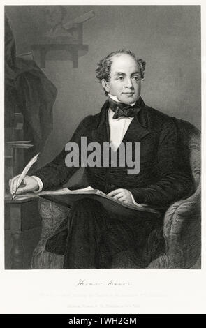 Thomas Moore (1779-1852), compositeur et poète irlandais, propagandiste Politique Portrait assis, gravure sur acier, Musée du Portrait d'éminents hommes et femmes de l'Europe et l'Amérique par Evert A. Duyckinck, publié par Henry J. Johnson, Johnson, Wilson & Company, New York, 1873 Banque D'Images