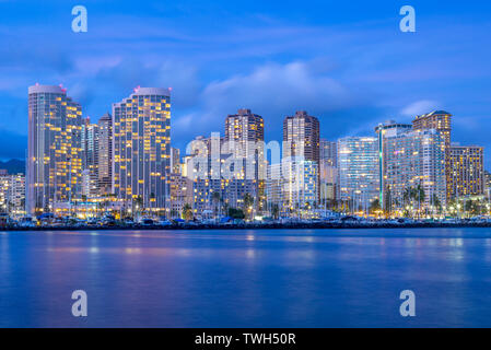 Paysage urbain d'Honolulu en île Oahu, Hawaii, us Banque D'Images