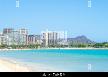 Paysage urbain d'Honolulu en île Oahu, Hawaii, us Banque D'Images