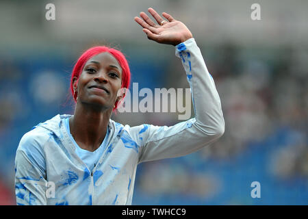 Ostrava, République tchèque. 20 Juin, 2019. SHAUNAE MILLER-UIBO de Bahamas fait concurrence à 300 mètres Femmes (Slanina Memorial) à l'IAAF World Challenge événement Golden Spike à Ostrava en République tchèque. Credit : Slavek Ruta/ZUMA/Alamy Fil Live News Banque D'Images