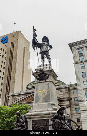 Statue de Paul de Chomedey, Sieur de Maisonneuve-Vieux-Montréal Banque D'Images