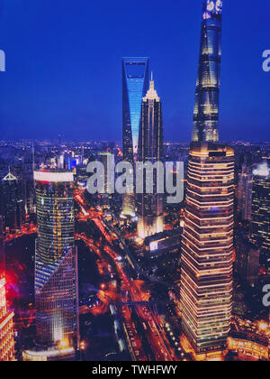 Vue de nuit, le centre de Shanghai Lujiazui Banque D'Images
