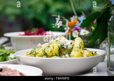 Salade de pommes de terre suédoise traditionnellement servi au milieu de travail Banque D'Images