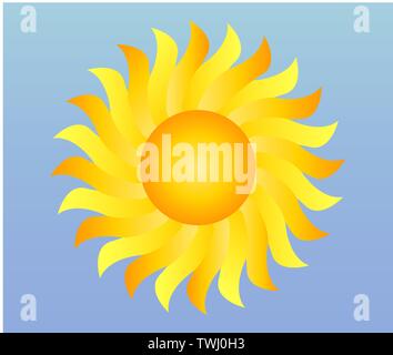 Illustration de l'icône météo simple cool - soleil brillant dans le ciel bleu Illustration de Vecteur