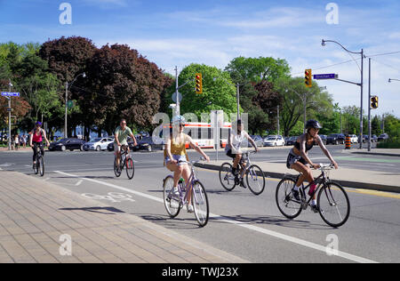 Toronto, Canada - 0609 2019 : des pistes cyclables dans la région de Toronto sont très en demande auprès des Torontois. Faire du vélo le long de la ville le rend plus vite et Banque D'Images