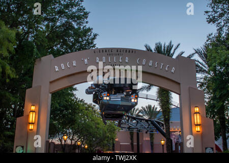 Orlando, Floride. 06 juin, 2019. Rock and Roller Coaster Aerosmith entrée principale à Hollywood Studios. Banque D'Images