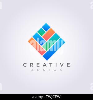 Modèle de tuile rectangulaire Square Vector Illustration Design Clipart Logo Symbol Modèle. Illustration de Vecteur