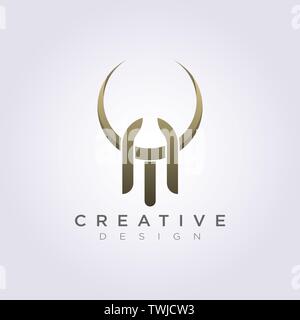 Lettre T une corne animale Abstract Vector Illustration Design Clipart Logo Symbol Modèle. Illustration de Vecteur