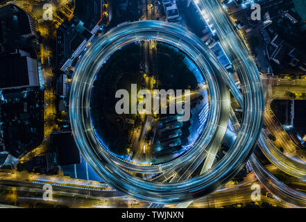 Vue aérienne de la ville de Shanghai informatisées Banque D'Images