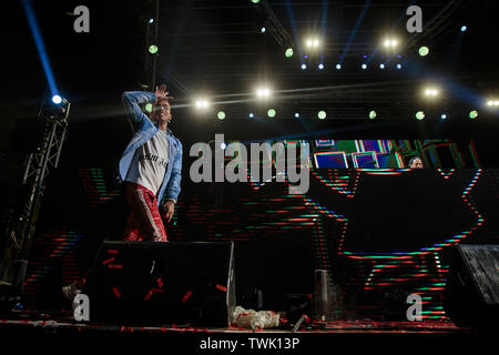 Turin, Italie. 20 Juin, 2019. Steve Aoki effectue un dj-set au cours de l'gruvillage Festival à Turin, en Italie. Credit : Daniele Baldi/Pacific Press/Alamy Live News Banque D'Images