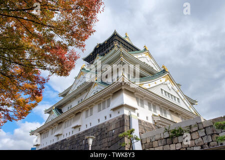 Architecture Le Château d'Osaka avec couvercle arbre automne Banque D'Images